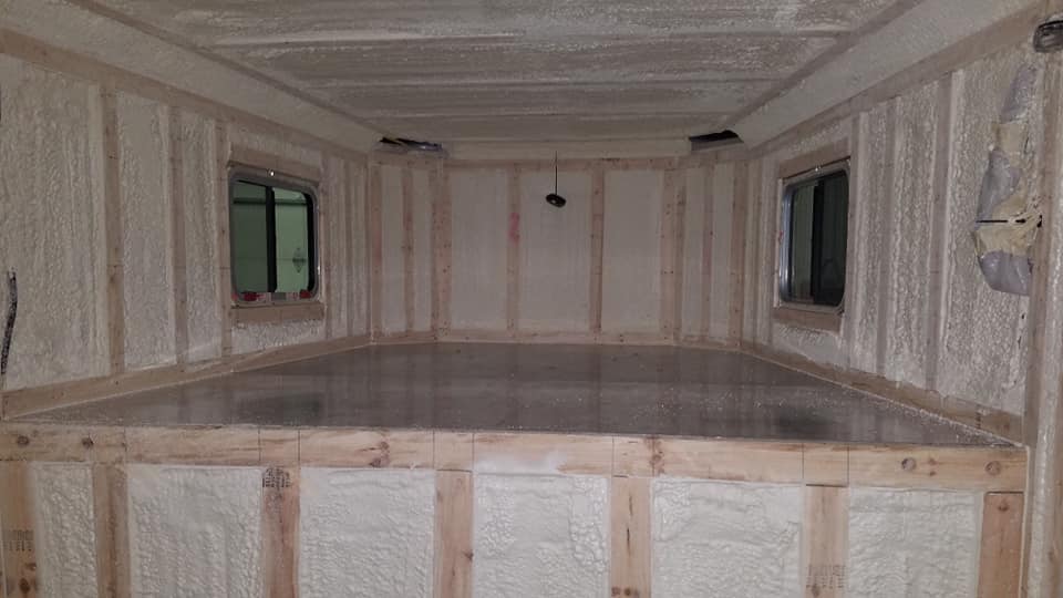 spray foam applied to insulated horse trailer