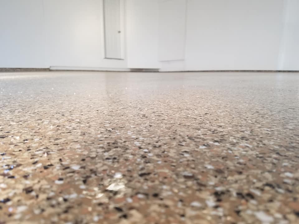 New garage floor coating using Outback chips