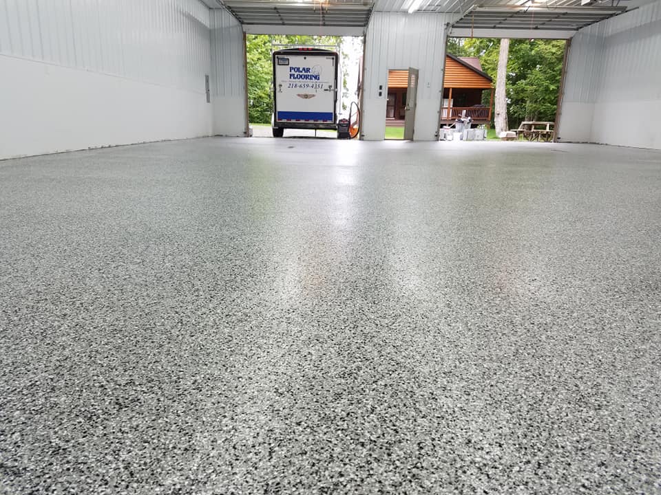 two-stall garage with durable custom floor coating