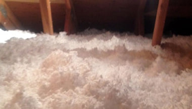blown cellulose insulation in an attic